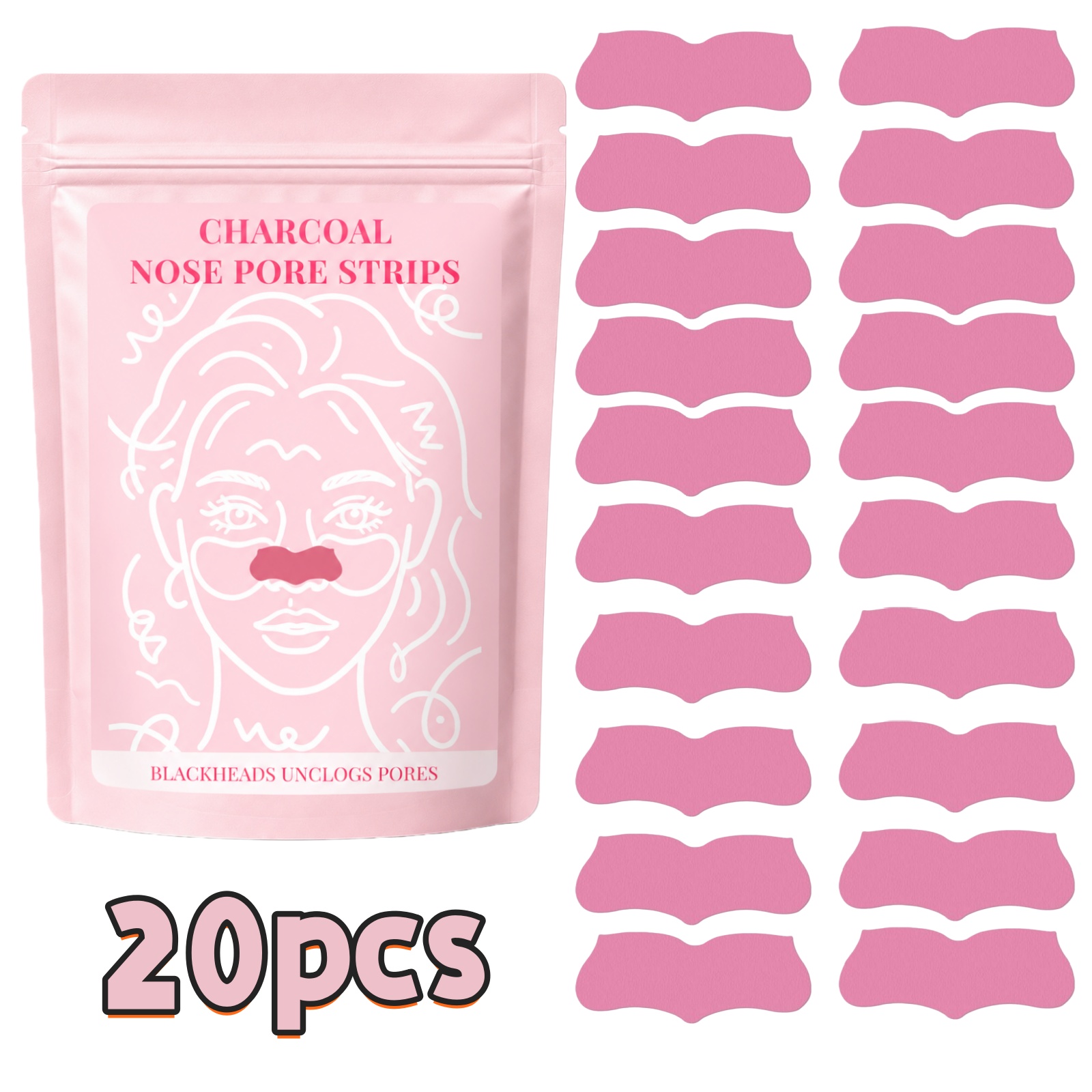 20Pcs Deep Cleansing Blackhead - Charcoal Pore Strip ulasan dan harga